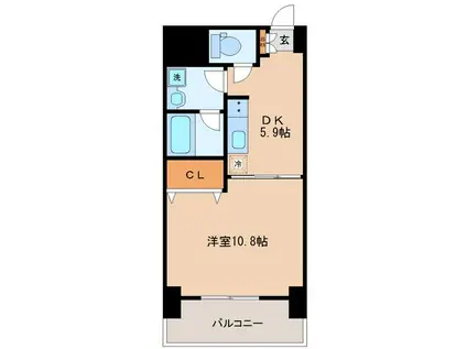 ウエストパーク支倉(1DK/8階)の間取り写真