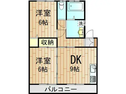 ビバハイツII(2DK/1階)の間取り写真