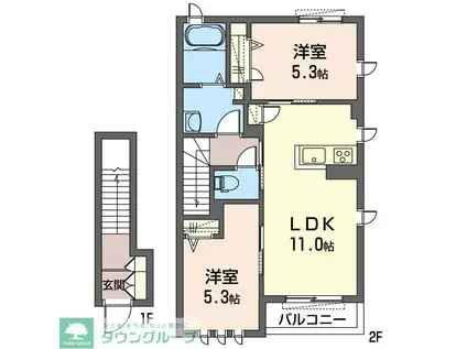 エミ II(2LDK/2階)の間取り写真