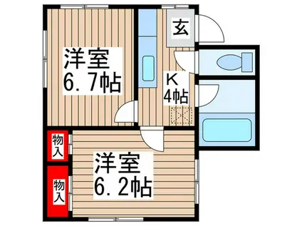 ジュネス八洲(2K/2階)の間取り写真