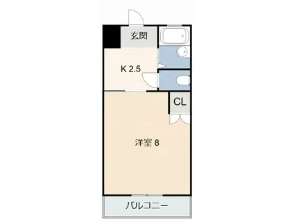 一ツ木マンション安井II(1K/3階)の間取り写真