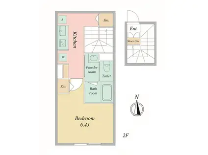 富士パークハイツ(1K/2階)の間取り写真