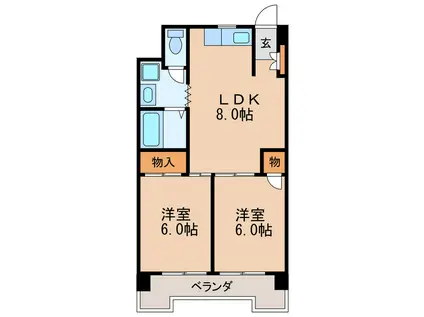 丸の内カジウラマンション(2LDK/10階)の間取り写真