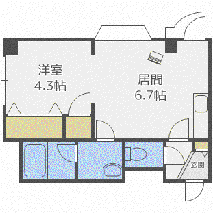 恵比寿第2ハイツ(1DK/1階)の間取り写真