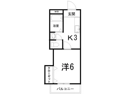 コーポあゆみ(1K/2階)の間取り写真