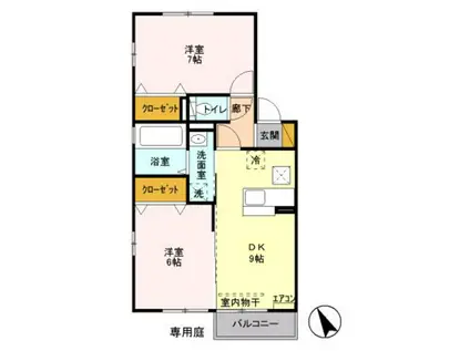 FREEDOM COURT III(2DK/1階)の間取り写真