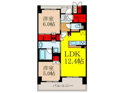ジオ阪急川西THE FRONT(2LDK/10階)の間取り写真