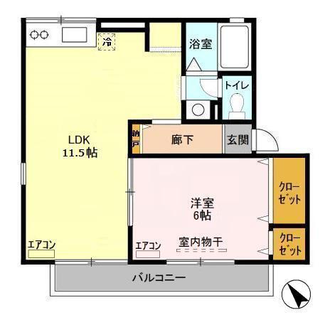 サンボナールJ(1LDK/2階)の間取り写真