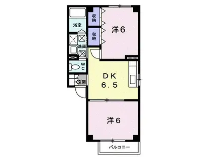 パインロード II(2DK/2階)の間取り写真