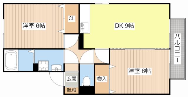 CASA甲賀(2DK/2階)の間取り写真