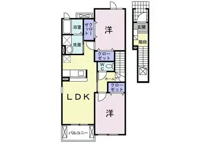オンブラージュB(2LDK/2階)の間取り写真
