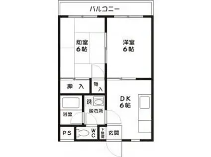 ハイクリーンコート(2DK/2階)の間取り写真