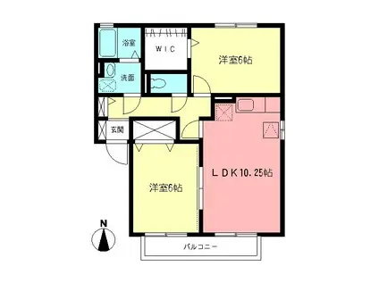 ヴェルドミールI(2LDK/1階)の間取り写真
