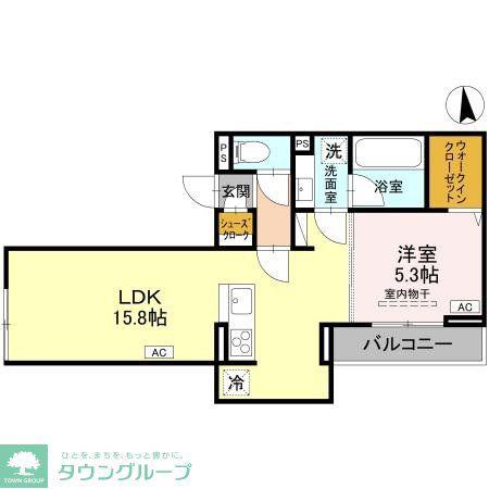 VERDE(1LDK/3階)の間取り写真