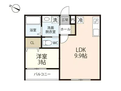 VIVI廿日市(1LDK/1階)の間取り写真