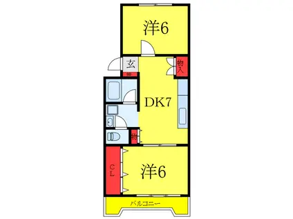 守屋ビル(2DK/2階)の間取り写真