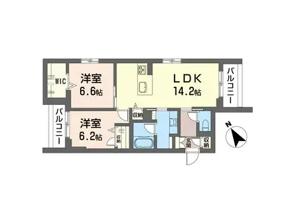 グラストン(2LDK/3階)の間取り写真
