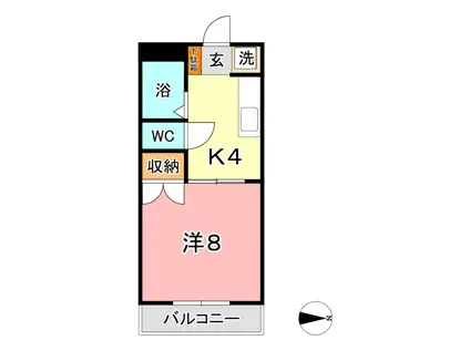 クリスタルハイツ(1K/2階)の間取り写真