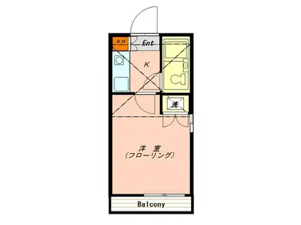 フェリス羽沢(1K/1階)の間取り写真