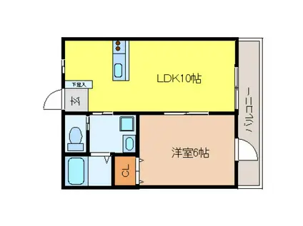 グランディス宮西壱番館(1LDK/1階)の間取り写真
