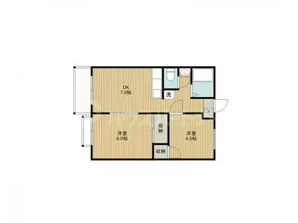 ルミエールI(2DK/2階)の間取り写真