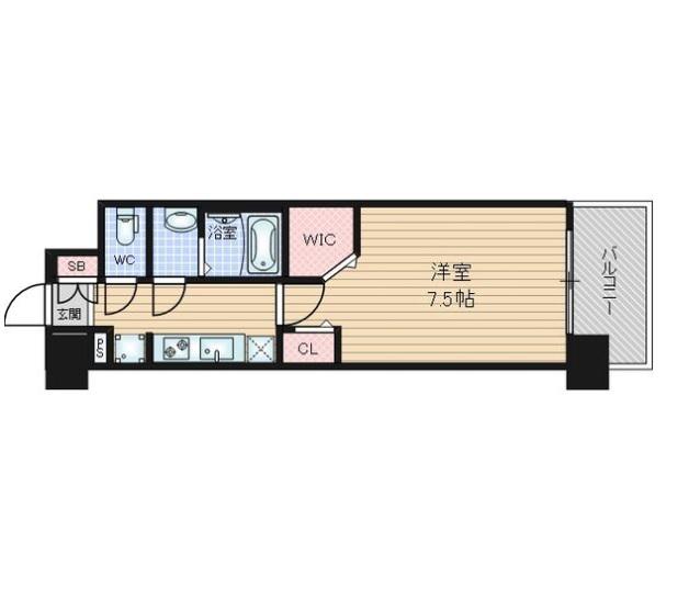 パルティール笠寺(1K/13階)の間取り写真
