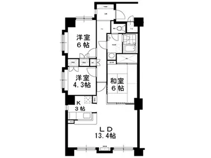 ローヤルハイツ南9条I(3LDK/11階)の間取り写真