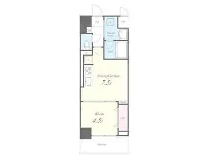 リュエルうめきた(1DK/6階)の間取り写真