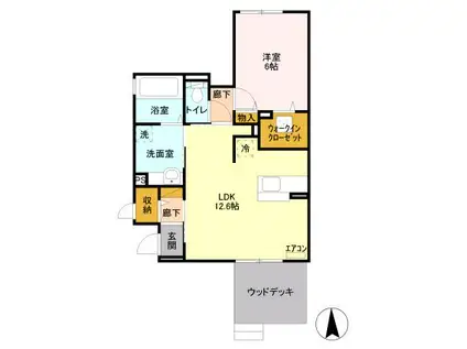 ホープライトA(1LDK/1階)の間取り写真