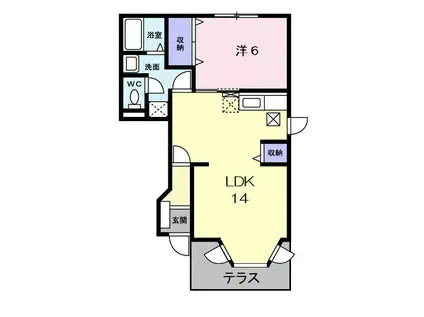 クレストハイムC(1LDK/1階)の間取り写真