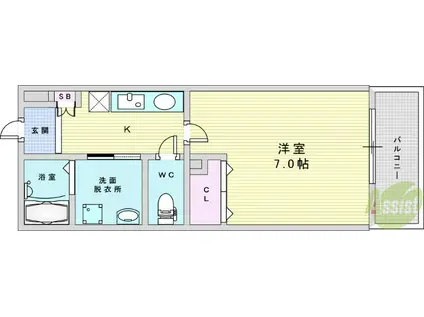 プルメリア阪大前(1K/2階)の間取り写真