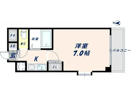 グランドオーク高井田(1K/2階)の間取り写真