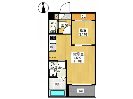 REGALEST 青江(1LDK/1階)の間取り写真