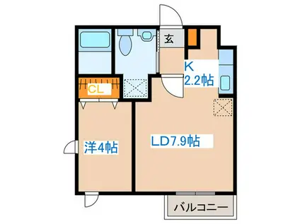 グランメールタカギ(1LDK/4階)の間取り写真