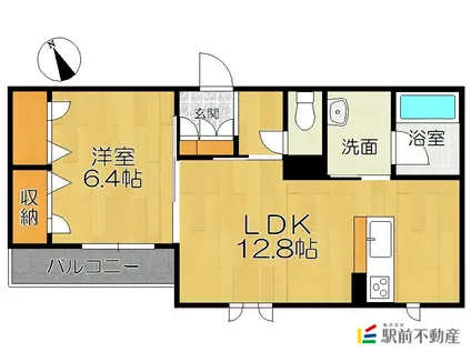 アレンデール鳥栖(1LDK/2階)の間取り写真