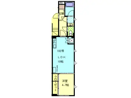 PALCON天王町(1LDK/1階)の間取り写真