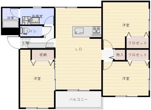 サザンスクエアI(3LDK/2階)の間取り写真