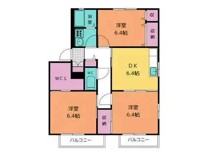 さくら A(3DK/2階)の間取り写真