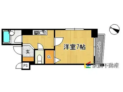 ベルトピア天神南I(1K/2階)の間取り写真