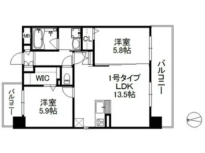 アリュール姪浜(2LDK/4階)の間取り写真