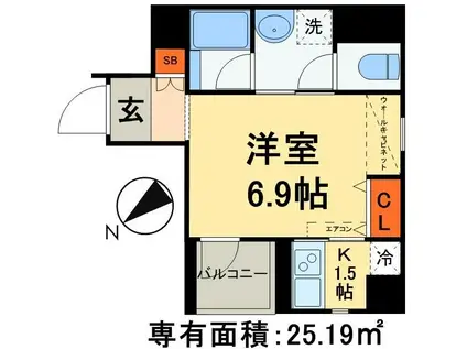 FUSIONAR日本橋浜町(1K/7階)の間取り写真