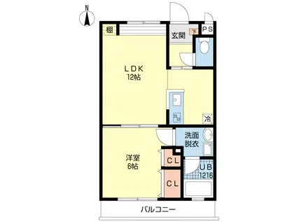 ダイアリー賀茂(1LDK/3階)の間取り写真