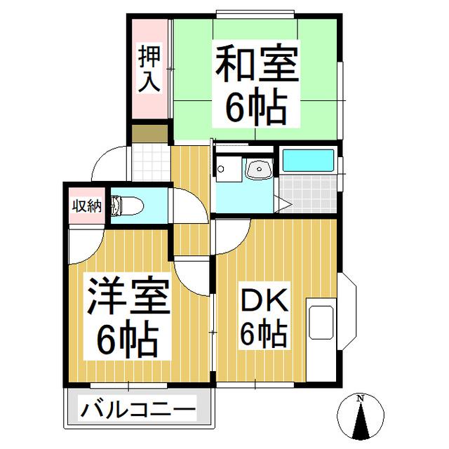 ロビシティ三輪(2DK/1階)の間取り写真
