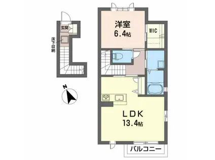 ミルフィーユ(1LDK/2階)の間取り写真