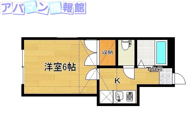 ラピス紫竹山(1K/1階)の間取り写真