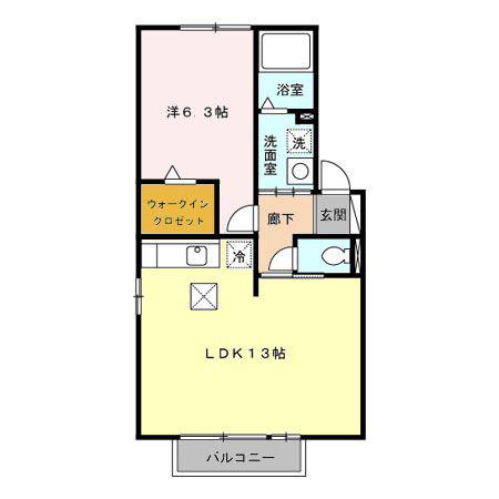 メゾン四季彩 B(1LDK/1階)の間取り写真