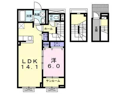 アネモスヒルズ天理I(1LDK/3階)の間取り写真