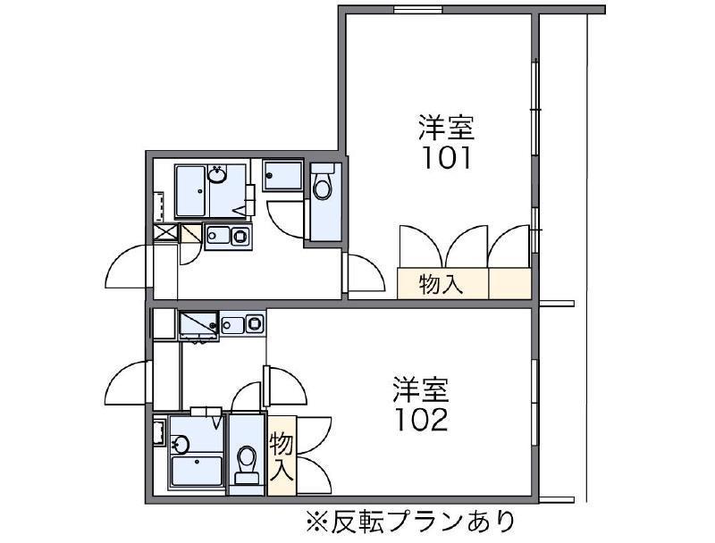 レオパレスドリーム(1K/1階)の間取り写真