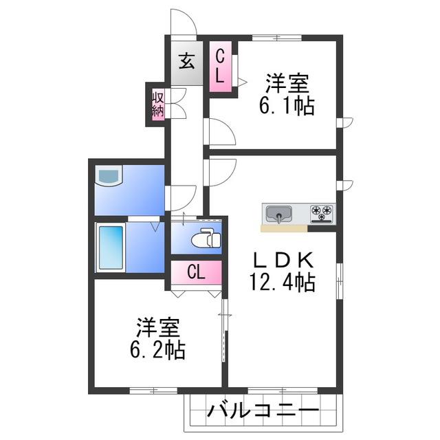 シャーメゾン彩光(2LDK/1階)の間取り写真