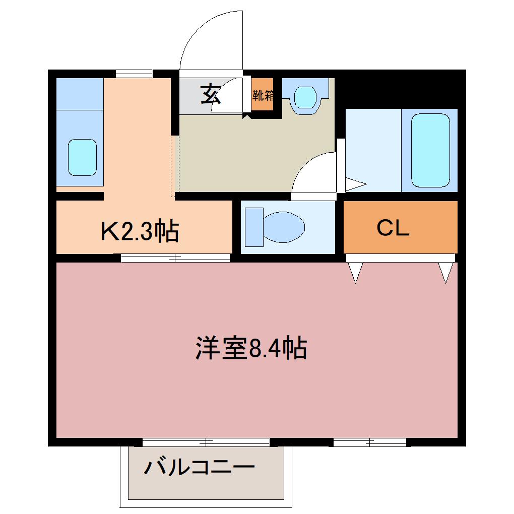リライアンス(1K/1階)の間取り写真